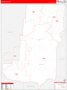 Phillips County, MT Digital Map Red Line Style