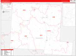 Pickaway County, OH Digital Map Red Line Style