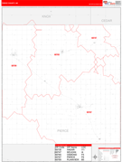 Pierce County, NE Digital Map Red Line Style