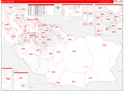 Pierce County, WA Digital Map Red Line Style