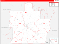 Pike County, AL Digital Map Red Line Style