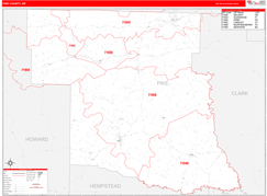 Pike County, AR Digital Map Red Line Style