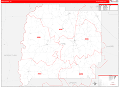 Pike County, GA Digital Map Red Line Style