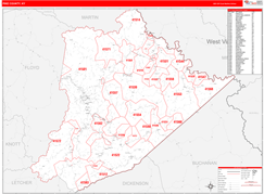 Pike County, KY Digital Map Red Line Style