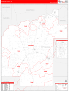 Pittsburg County, OK Digital Map Red Line Style