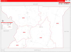 Piute County, UT Digital Map Red Line Style