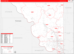 Platte County, MO Digital Map Red Line Style