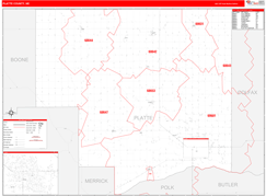 Platte County, NE Digital Map Red Line Style