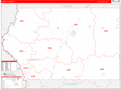 Plymouth County, IA Digital Map Red Line Style