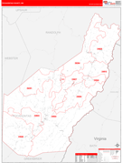 Pocahontas County, WV Digital Map Red Line Style