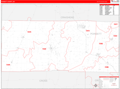 Poinsett County, AR Digital Map Red Line Style