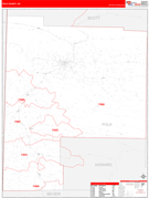 Polk County, AR Digital Map Red Line Style