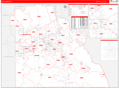 Polk County, FL Digital Map Red Line Style