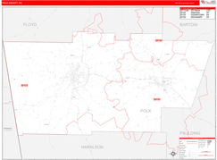Polk County, GA Digital Map Red Line Style