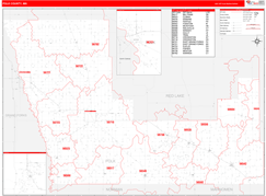 Polk County, MN Digital Map Red Line Style