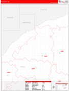 Polk County, NE Digital Map Red Line Style