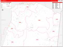 Polk County, TN Digital Map Red Line Style
