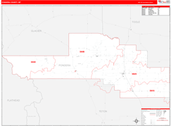Pondera County, MT Digital Map Red Line Style