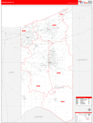 Porter County, IN Digital Map Red Line Style