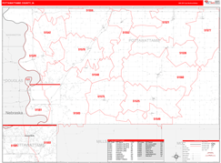 Pottawattamie County, IA Digital Map Red Line Style