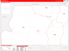 Potter County, SD Digital Map Red Line Style