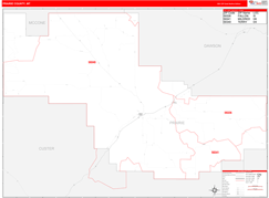 Prairie County, MT Digital Map Red Line Style