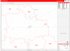 Pratt County, KS Digital Map Red Line Style