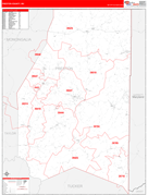 Preston County, WV Digital Map Red Line Style