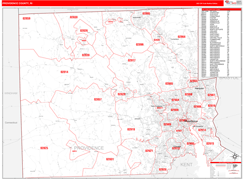 Providence County, RI Digital Map Red Line Style