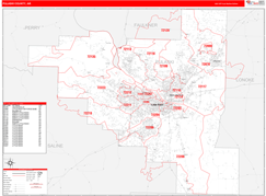 Pulaski County, AR Digital Map Red Line Style