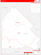 Pulaski County, GA Digital Map Red Line Style