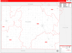 Pulaski County, IN Digital Map Red Line Style