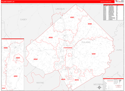 Pulaski County, KY Digital Map Red Line Style