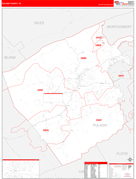 Pulaski County, VA Digital Map Red Line Style