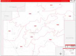 Pushmataha County, OK Digital Map Red Line Style