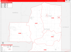 Putnam County, IL Digital Map Red Line Style