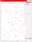 Putnam County, IN Digital Map Red Line Style