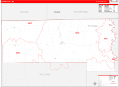 Putnam County, MO Digital Map Red Line Style