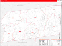 Putnam County, NY Digital Map Red Line Style