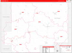 Putnam County, OH Digital Map Red Line Style