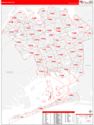 Queens County, NY Digital Map Red Line Style