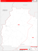 Quitman County, GA Digital Map Red Line Style