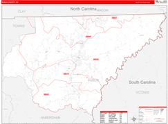 Rabun County, GA Digital Map Red Line Style