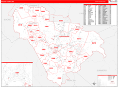 Raleigh County, WV Digital Map Red Line Style