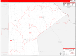 Ralls County, MO Digital Map Red Line Style