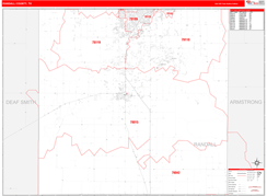 Randall County, TX Digital Map Red Line Style