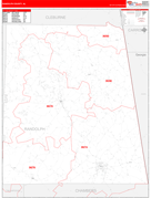 Randolph County, AL Digital Map Red Line Style