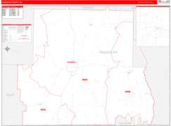 Randolph County, GA Digital Map Red Line Style