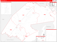 Refugio County, TX Digital Map Red Line Style