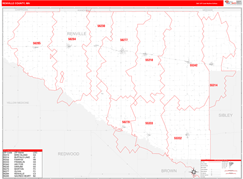 Renville County, MN Digital Map Red Line Style